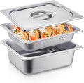 3 Pack Half Size Hotel Pan with Lid, 2.6 Inch,4 Inch
