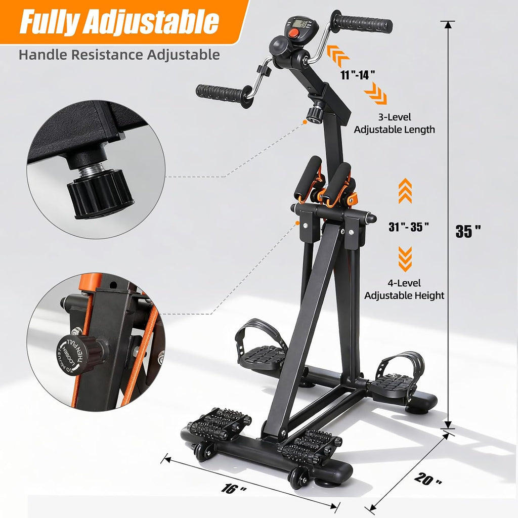 Arm and Leg Pedal Exerciser for Seniors - Seated Pedal Exerciser with Leg Swing Exercise, Arm Rope Pull Exercise&Foot
