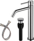 Vessel Sink Faucet Brushed Nickel, JXMMP Bathroom Sink Faucets Without Overflow Pop Up Drain and Water Faucet Supply