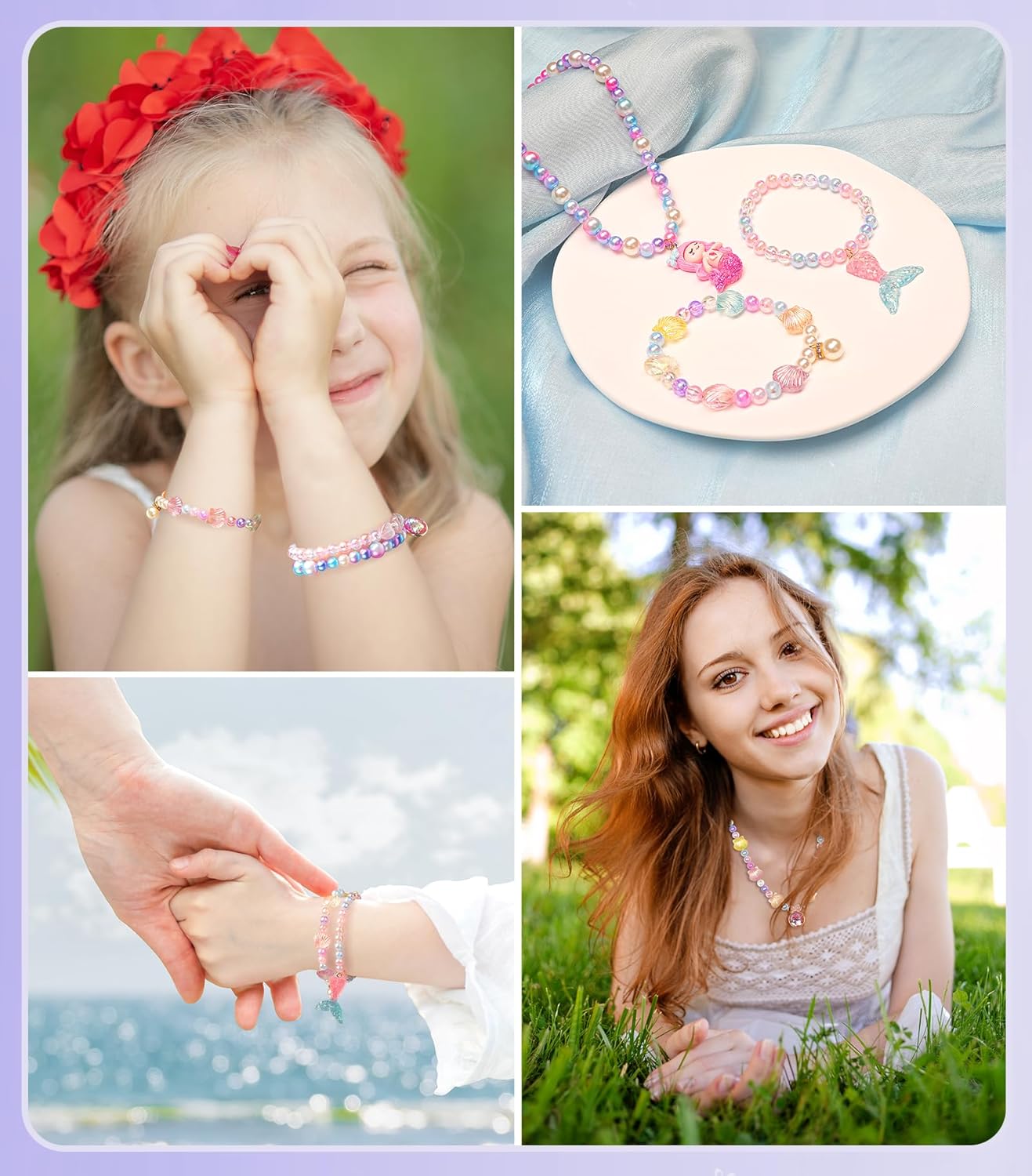 900Pcs Mermaid Bracelet Making Kit for Girls Kids Charm DIY Beads for Jewelry Making, Friendship Bracelet Kit with