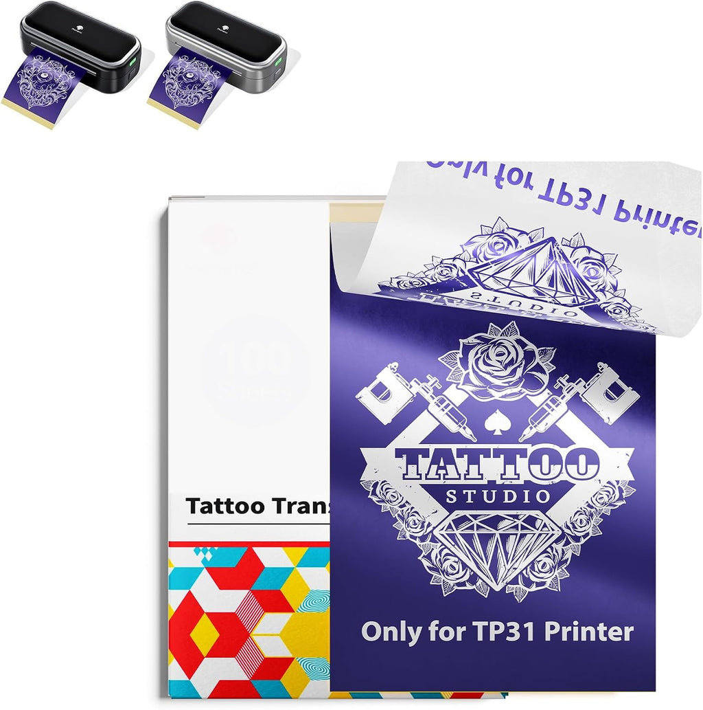 Tattoo Stencil Paper 3.15" x 5.24" for TP31 Mini Tattoo Printer, 100 Tattoo Transfer Paper for
