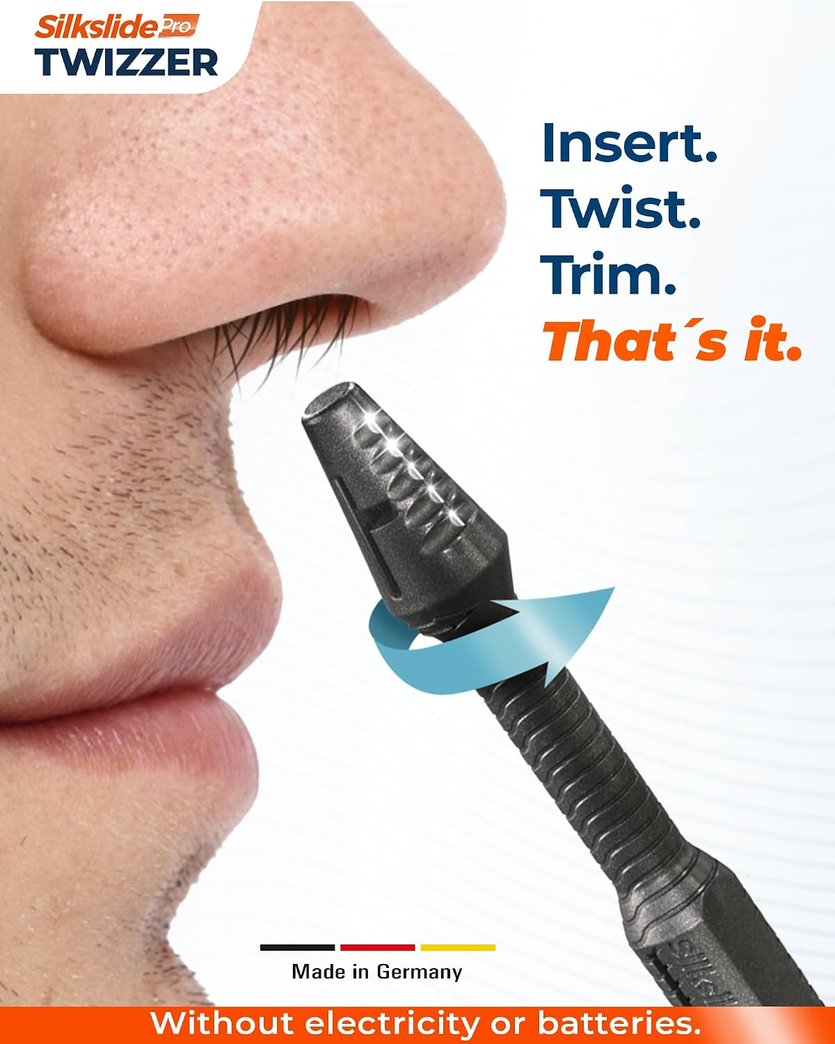 TWIZZER, Nose Hair and Ear Hair Trimmer for Men and Women, Twist and Trim Nasal Hair Removal, German Blades, Patented