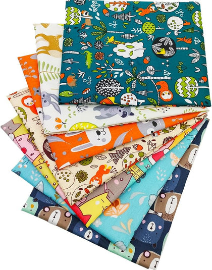 Fat Quarters Fabric Bundles, 7 Pcs 100% Cotton 19.69” x 19.69” (50cmx50cm) Precut Quilting Fabric Squares Sheets for