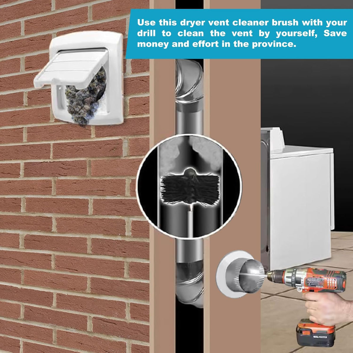 40Ft Dryer Vent Cleaner Kit Flexible Lint Remover