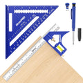 Combination Square Set, 7 & 12 Inch Aluminum Zinc Carpenter Tool | Stainless Ruler & Scriber Included, 2-in-1 Pencil