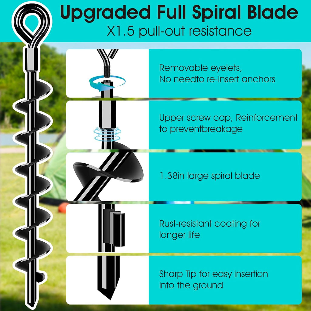Ground Anchors Heavy Duty Shed Anchors Kit Mobile Home Anchor, 4x15in | Trampoline Anchors with 1/8" Galvanized Cable