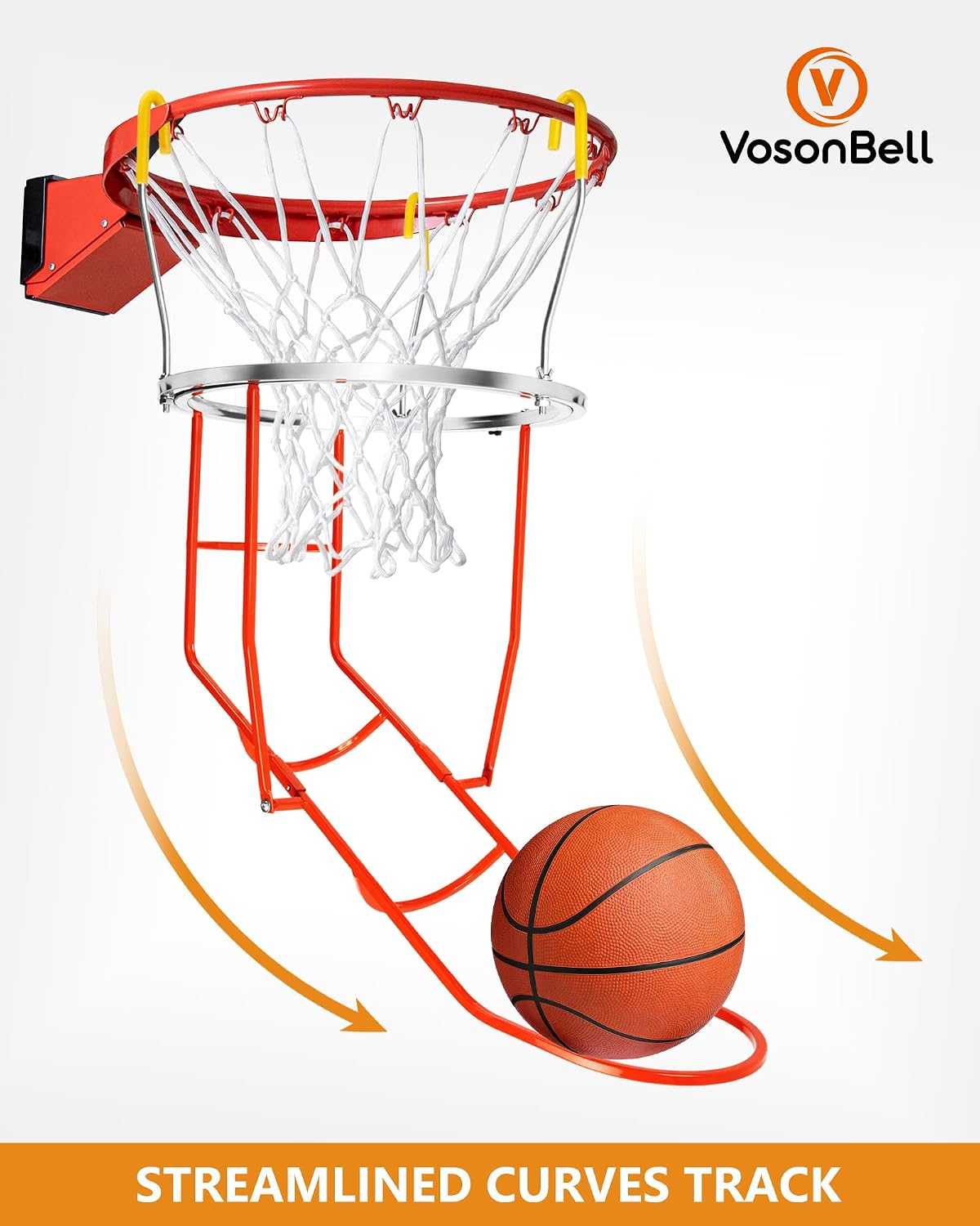 Upgraded Basketball Shot Trainer Rebounder, Heavy Duty Basketball Return Attachment with 360° Rotating Chute