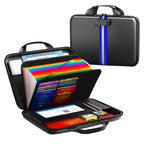 Fireproof Document Organizer with Lock, Semi-Rigid EVA Shell File Box with 13-Pocket Accordion Folder