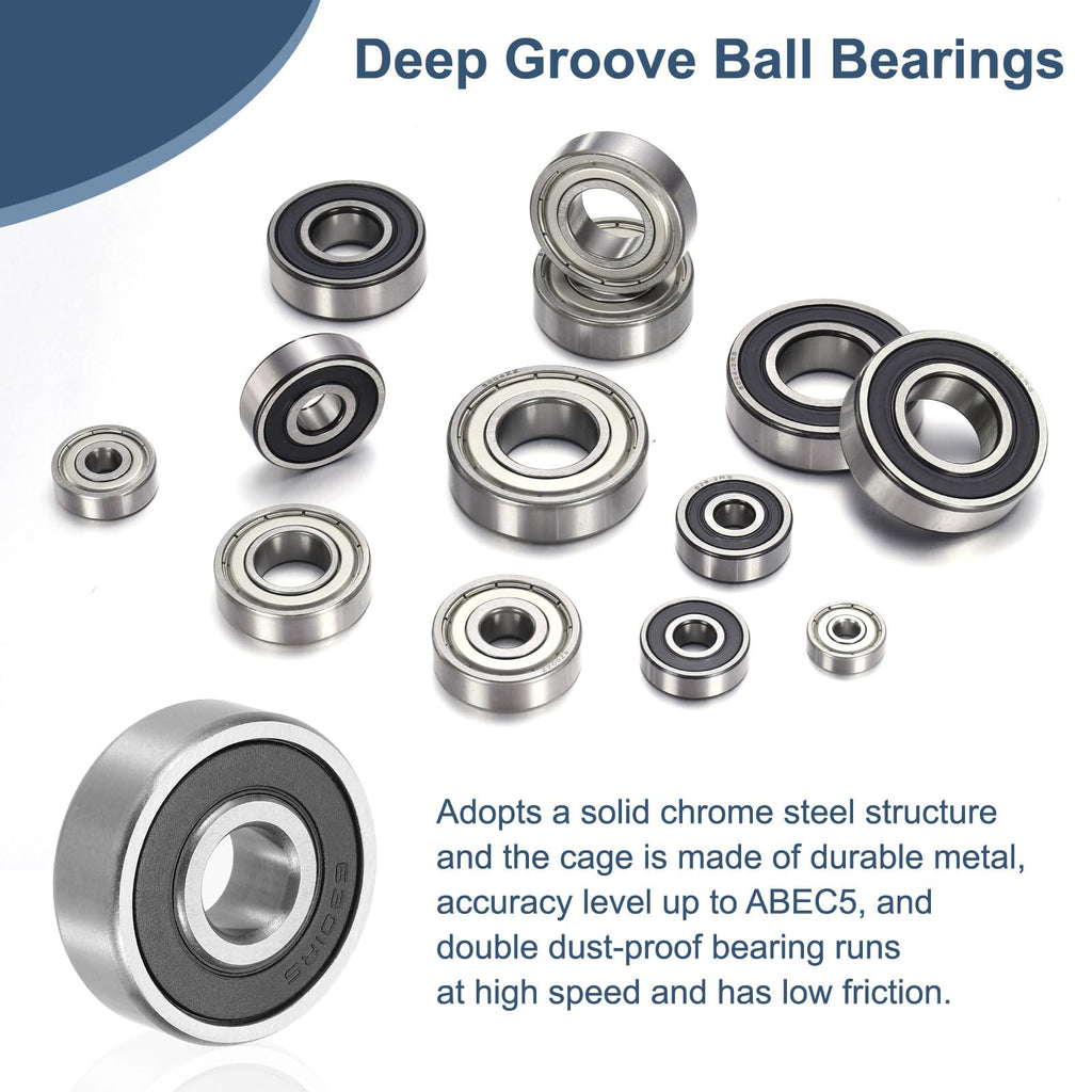 uxcell 4Pcs 6302 2RS Deep Groove Ball Bearing 15x42x13mm Chrome Steel ABEC5