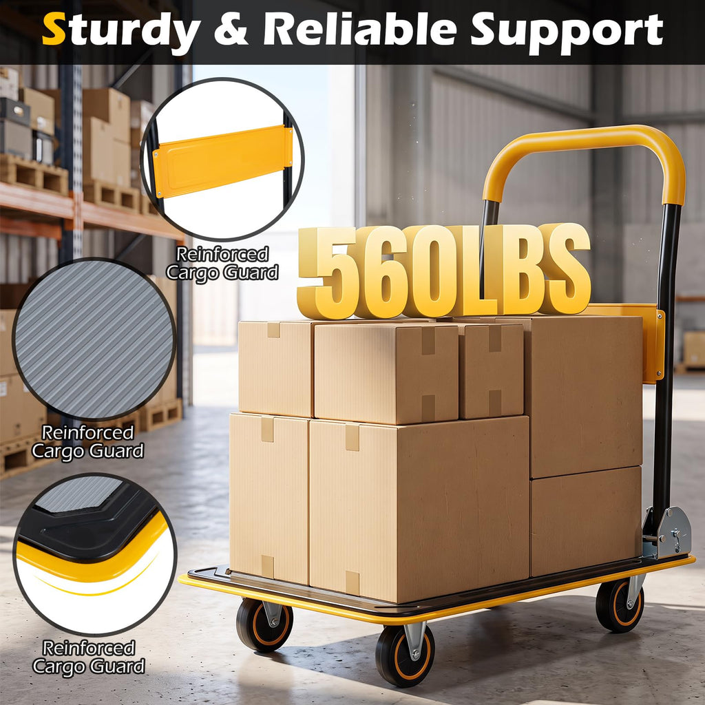 Folding Platform Cart, Rolling Flatbed Cart Hand Platform Truck