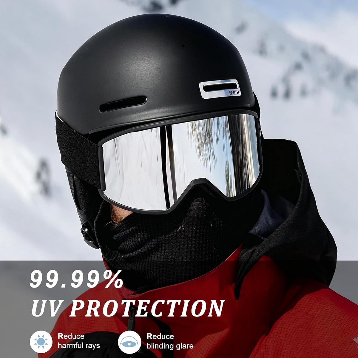 OTG Ski Goggles, Anti-Fog Snowboard Goggles for Men Women Youth | UV Protection Windproof helmet compatibility