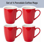BTaT- Porcelain Coffee Mugs Set, 16 Ounces, 4 Pack, Red Ceramic Coffee Mugs with Handle, Restaurant Cups for Mocha