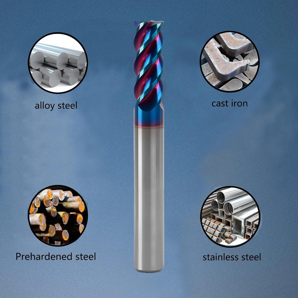 5/16" 4 Flute Square End Mill AITiSiN Coated Carbide, 1Pcs