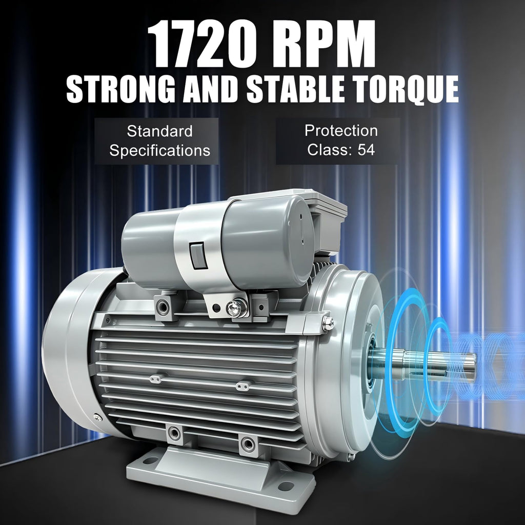 1 HP Electric Motor 110V Single Phase, 1720 RPM, 5/8" Keyed Shaft, High Efficiency AC Motor for Air Compressor, Pump, Fan and Industrial Equipment