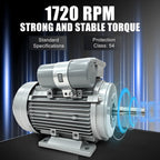 1 HP Electric Motor 110V Single Phase, 1720 RPM, 5/8" Keyed Shaft, High Efficiency AC Motor for Air Compressor, Pump, Fan and Industrial Equipment