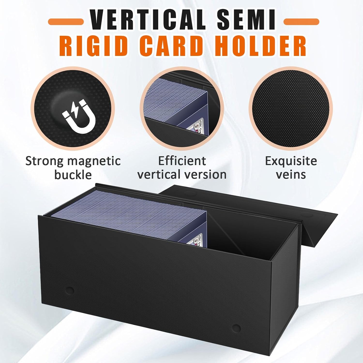Semi Rigid Card Holder, Magnetic and Semi Rigid Card Storage Box – 1ct, Black