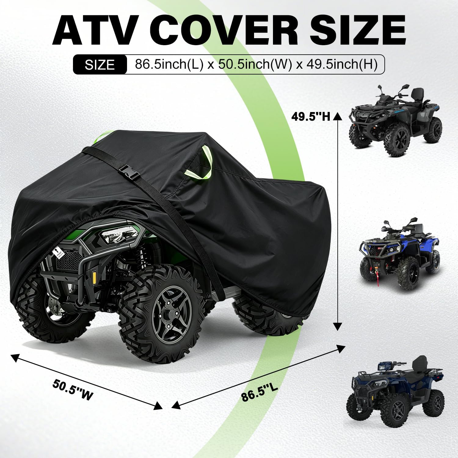 ATV Cover Waterproof Outdoor,Durable 420D Oxford Cloth,Buckle Straps | 4 Wheeler Covers,Four Wheeler Quad Storage