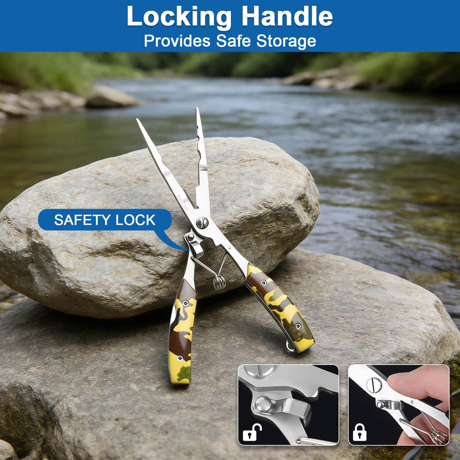Needle Nose Fishing Pliers - Stainless Steel Hook Remover | Features long nose design, braid line cutter, and split