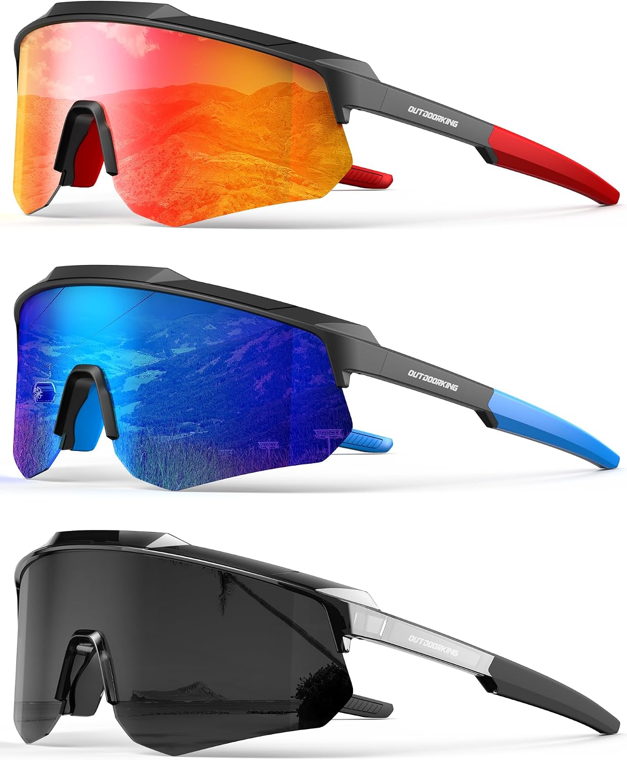Polarized Sports Sunglasses for Men Women, UV400 One-Piece Lens Sport Shades for Baseball, Running, Cycling, Fishing
