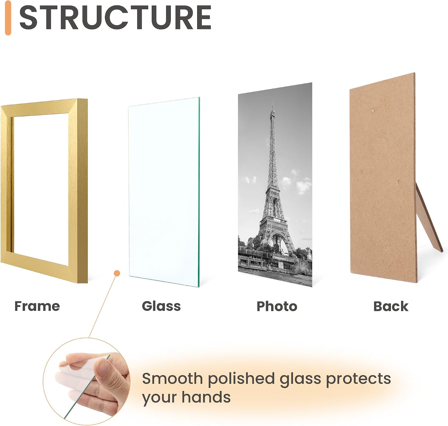 Certificate Frame, 8.5 by 11 Glass Diploma Frames, 5 Pack, Gold | Displays 8.5x11 Document and Degree, Graduation