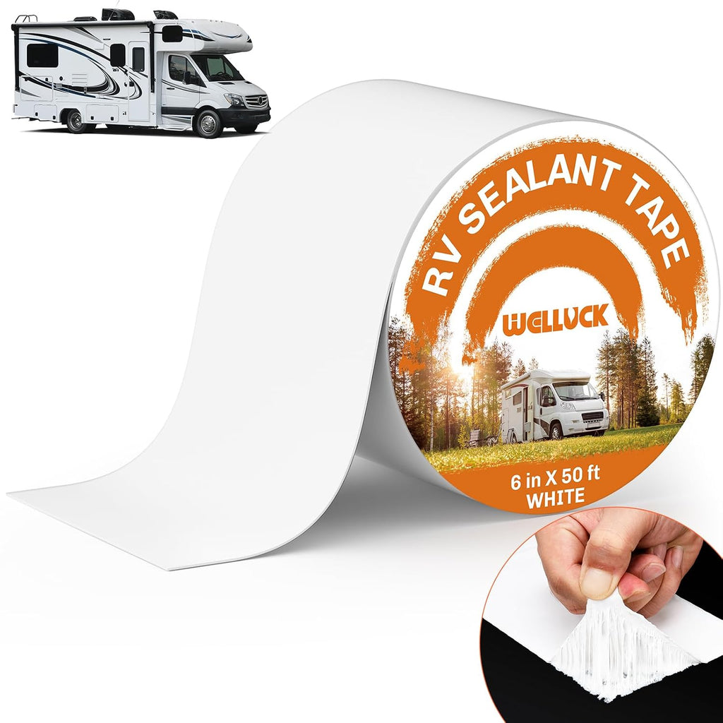 RV Roof Sealant Tape Camper Roofing Repair Tape, 6 Inch X 50 Foot Natural White RV Tape for Roof Repair Camper