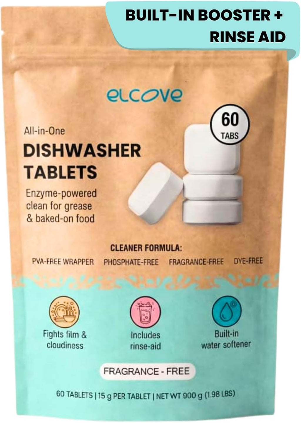All-in-One Dishwasher Detergent Tablets, Free & Clear Dish Pods, 60 tabs