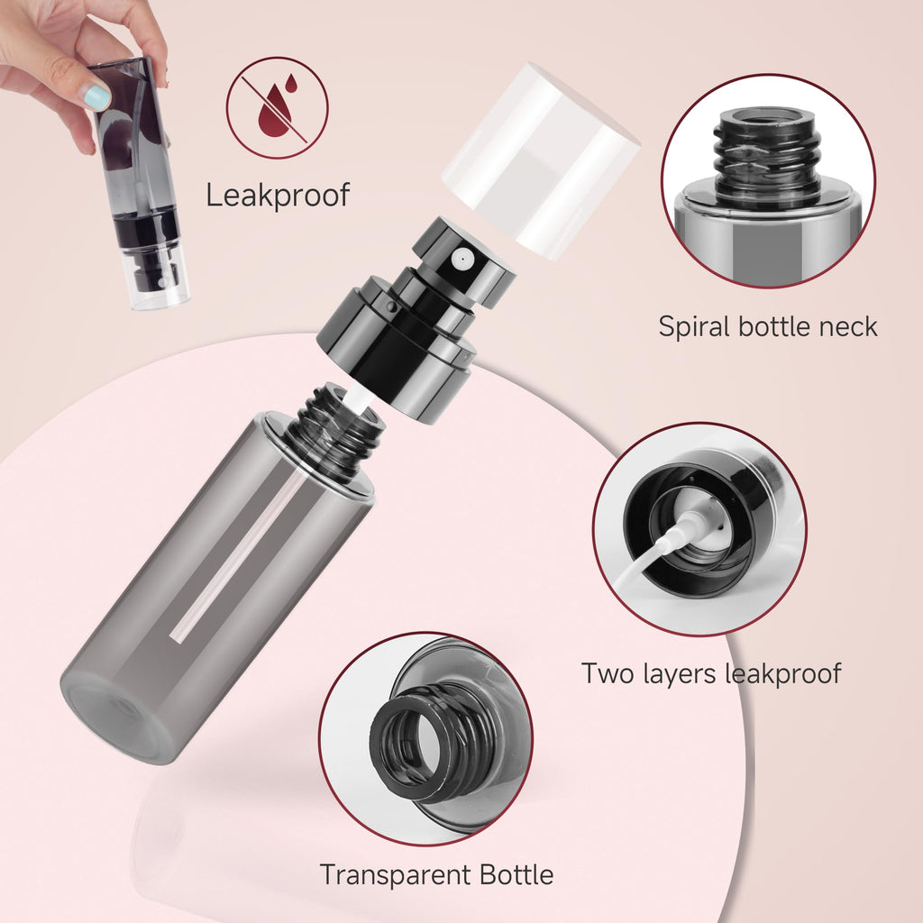 Black Small Spray Bottles, Portable Plastic Fine Mist Containers