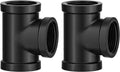 Malleable Nipples Fitting,Pipe Tees,Black,3/4",2-Pack.