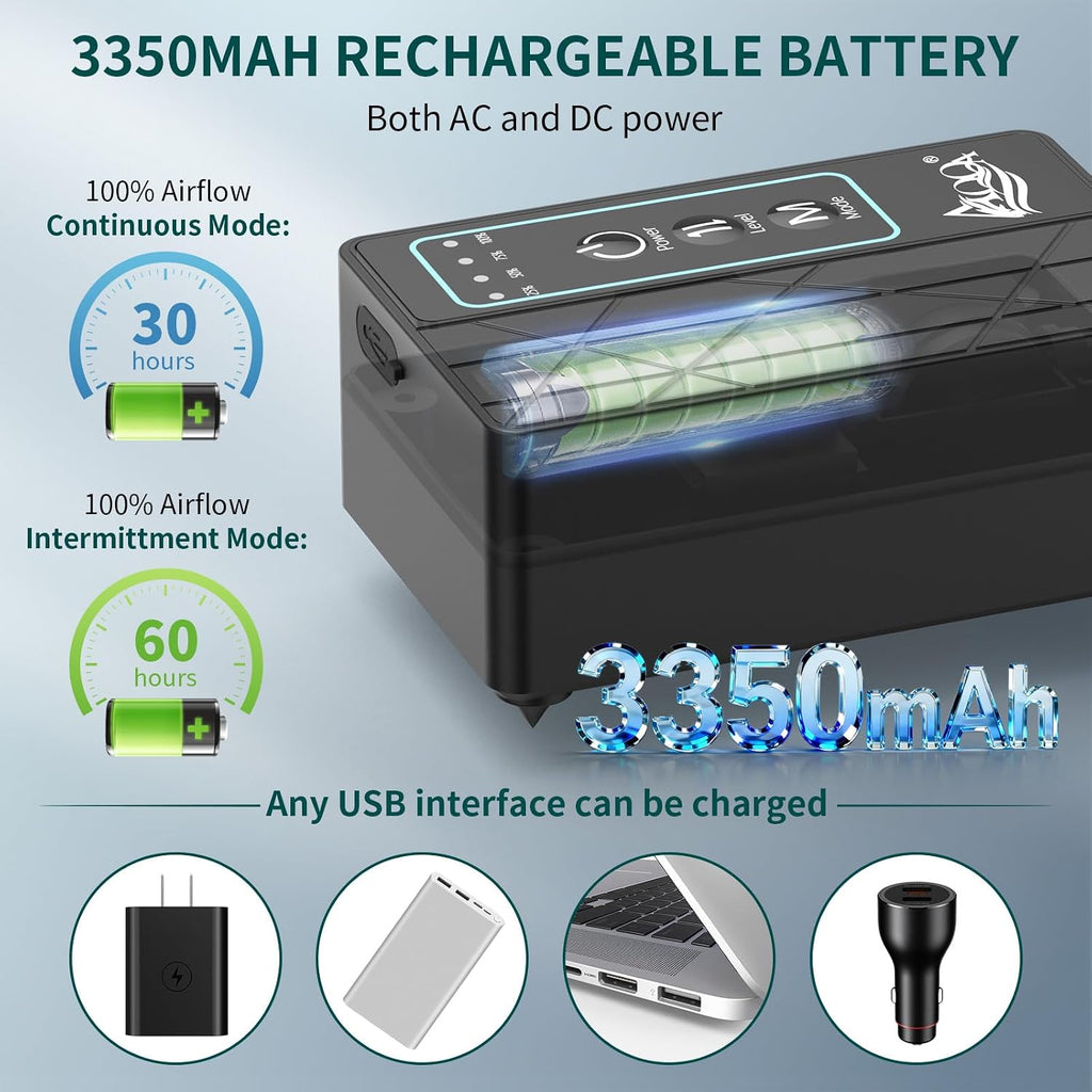 80GPH USB Rechargeable Aquarium Air Pump, Silent Flow Oxygen Aerator