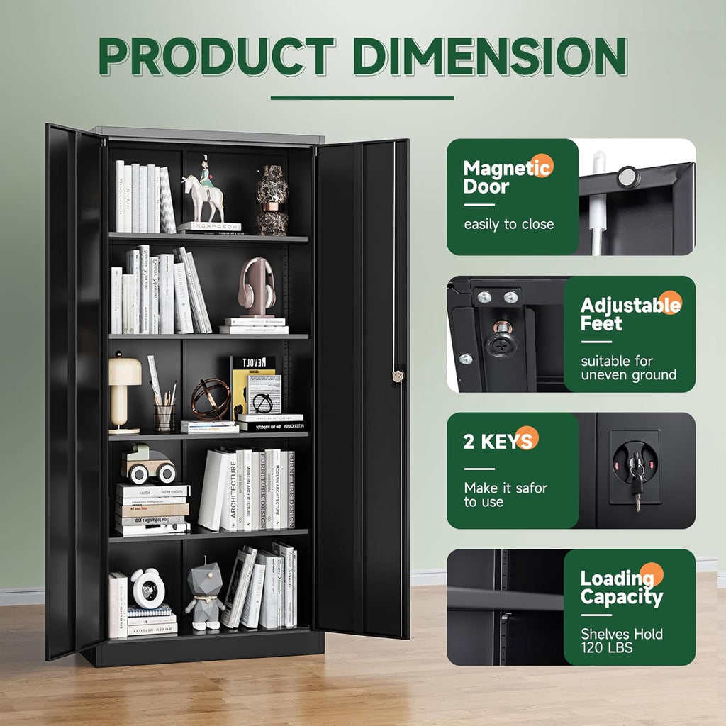Metal Garage Storage Cabinets with Lock Door and Adjustable Shelves, Steel Tool Cabinets for Home,Office,Warehouse