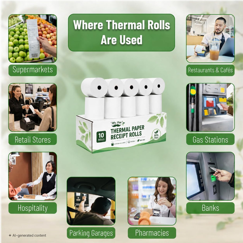 Thermal Paper Receipt Rolls, 10 Pack, 3-1/8” (80mm) x 230 ft | 48 GSM Premium Quality Receipt Paper Rolls, BPA-Free