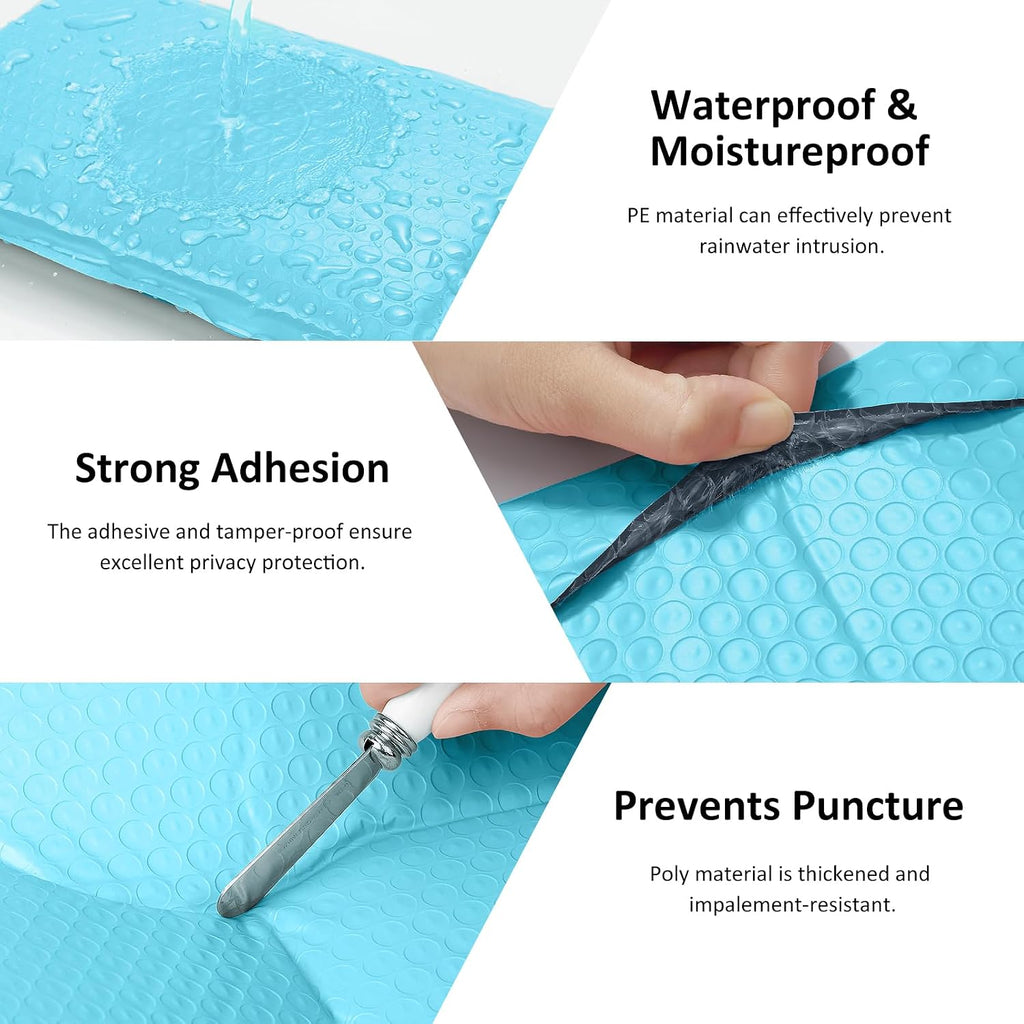 Light Blue Bubble Mailers 10.5x16 for Clothes, 25pcs Usable 10.5x15