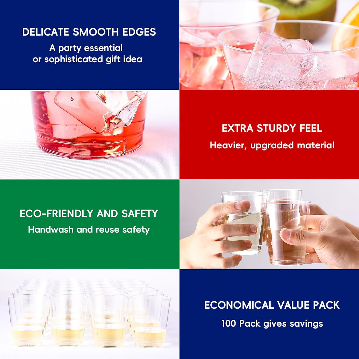 100 Pack 12 oz Disposable Clear Plastic Cups, Party Cups