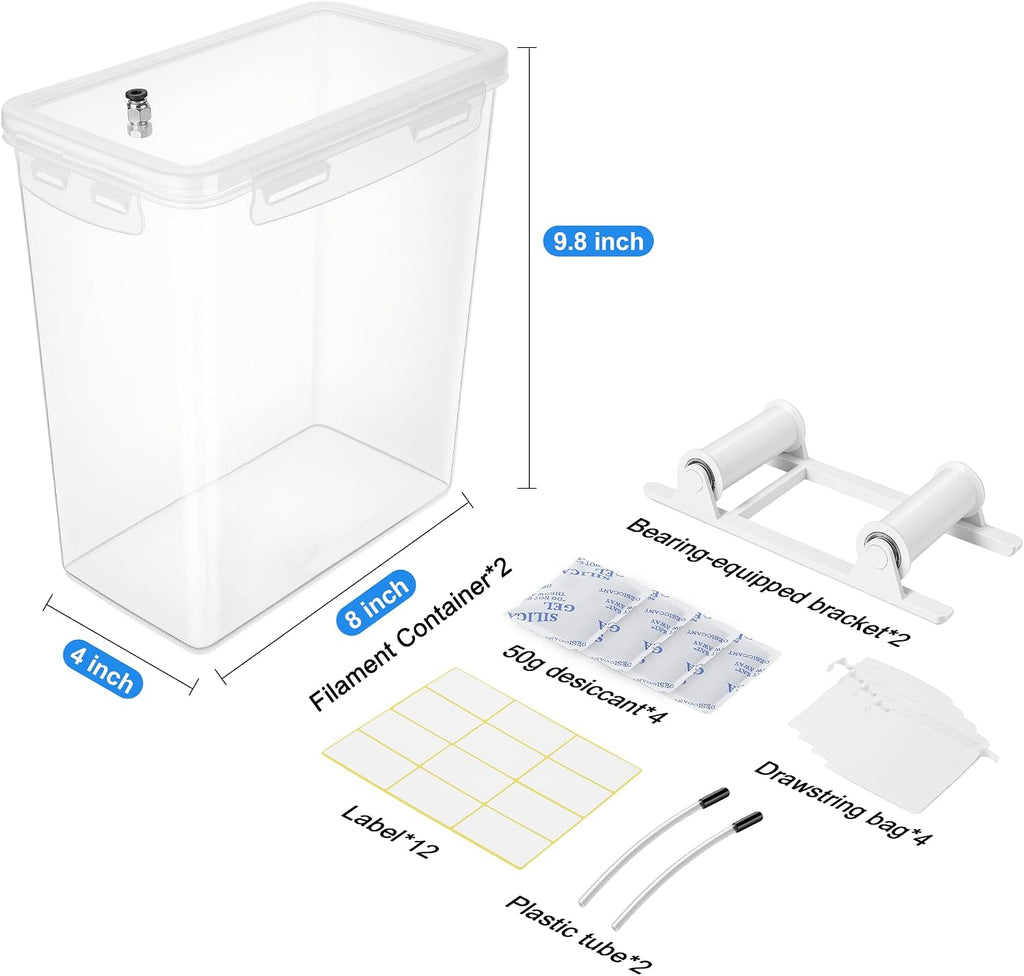 3D Printing Filament Storage Box, with Spool Holders(5.8L, 2 Pack) | air-Tight connectors Filament Dry Box for