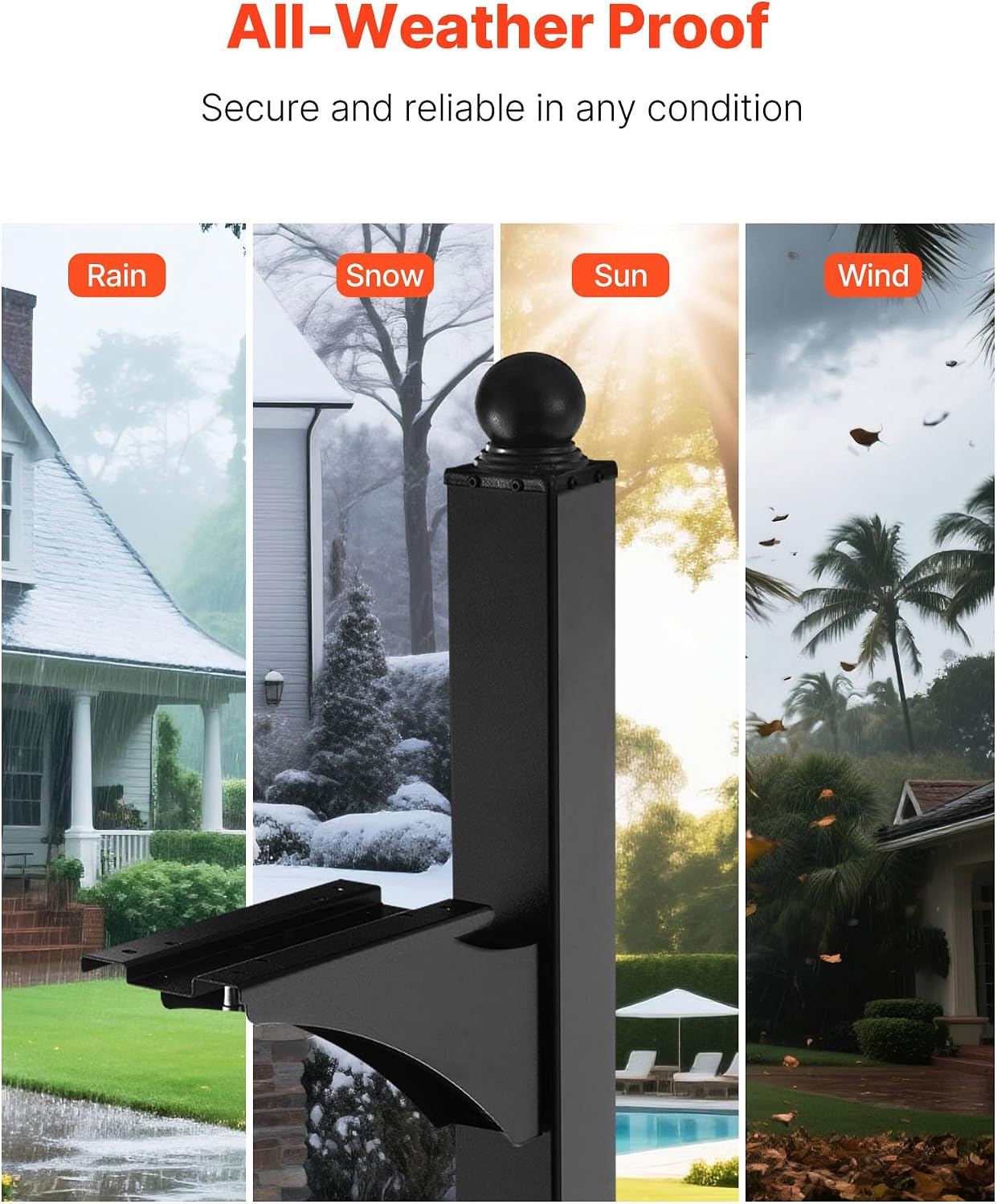Mailbox Post, 56 x 4 x 4 Inches, Aluminum In-Ground Mounting Mail Box Stand with Universal Plate Bracket, Heavy Duty