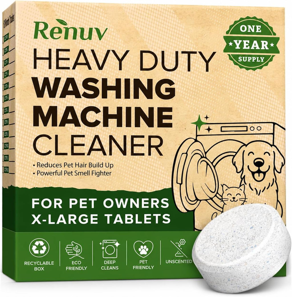 Heavy Duty Washing Machine Cleaner For Pet Owners, 12 XL Tablets