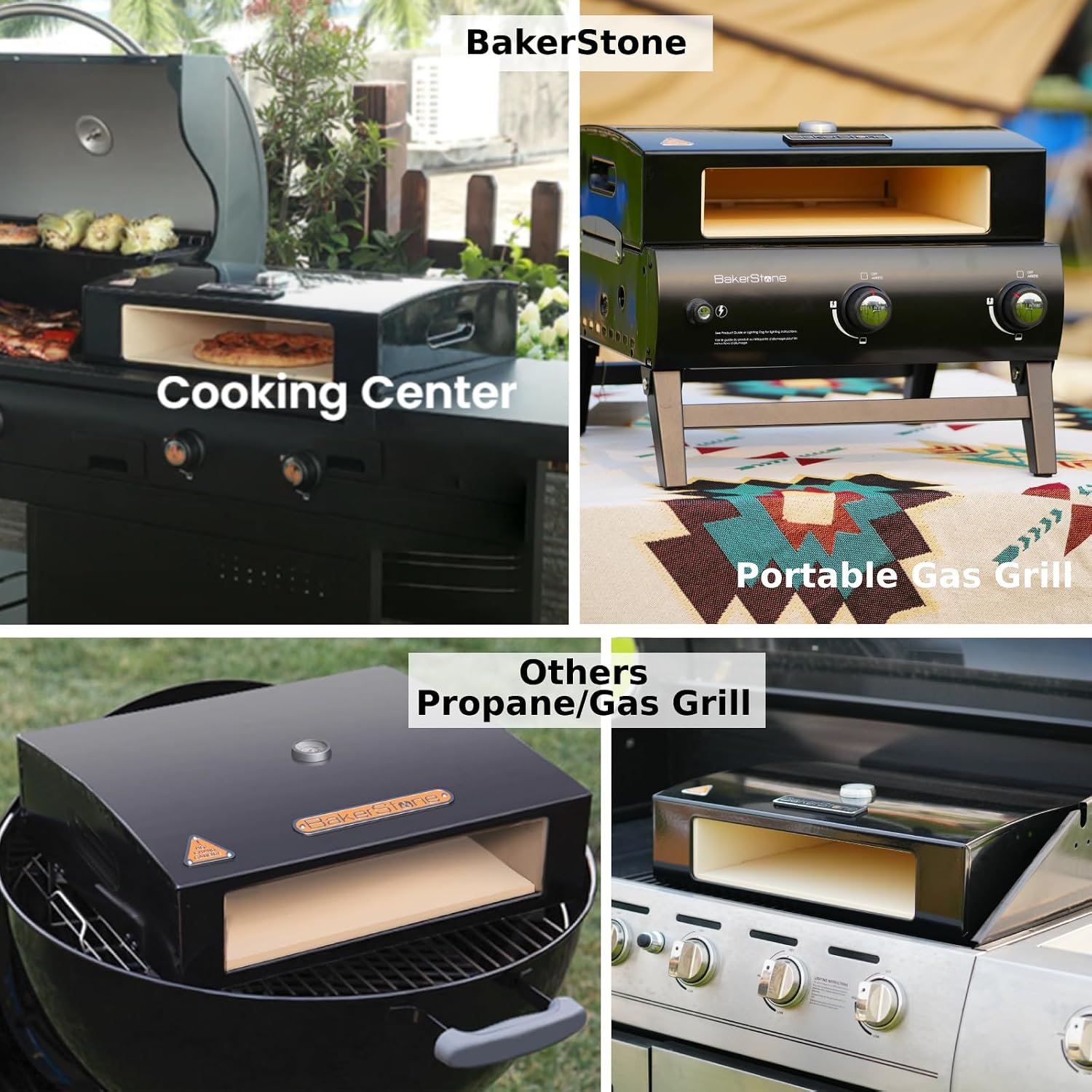 Outdoor Pizza Oven, 12" Pizza Oven for Grill Top 5-sided Stone Baking Chamber with Wood Pizza Peel, Turning Peel For