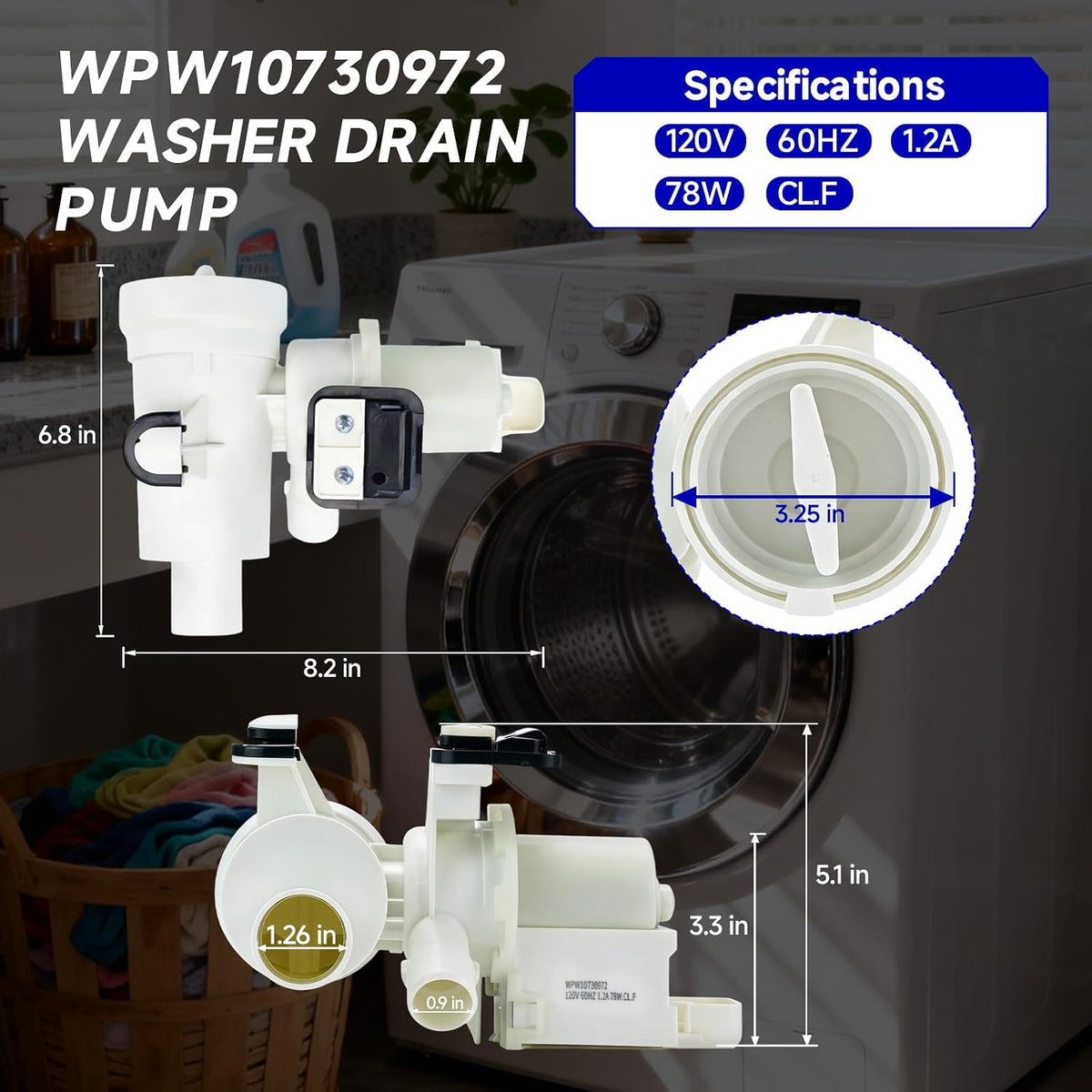 WPW10730972 Washer Drain Pump