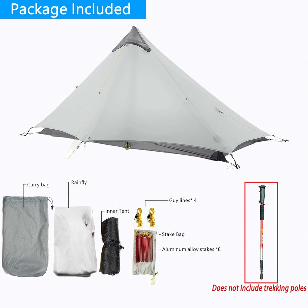 1 Person Ultralight Backpacking Tent - 3 Season (2lbs only) | 15D Ripstop Nylon Rainfly, 5000mm Waterproof, Bathtub