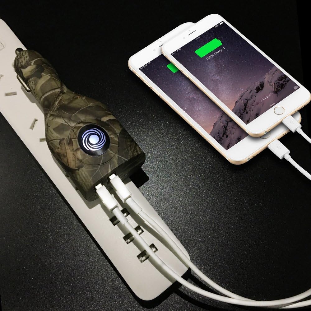 Dual USB Car Charger,2-in-1 Car and Home Portable Travel Charger with Foldable Plug for iPhone iPad LG (Camouflage)