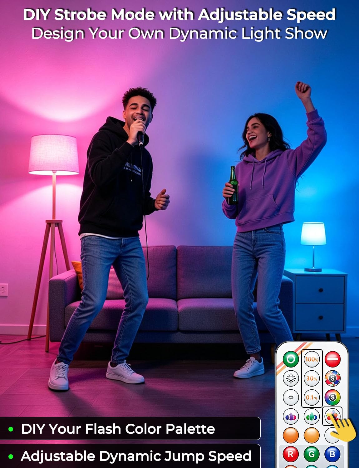 Color Changing Light Bulb 120W Equivalent, 12W with Remote Control E26