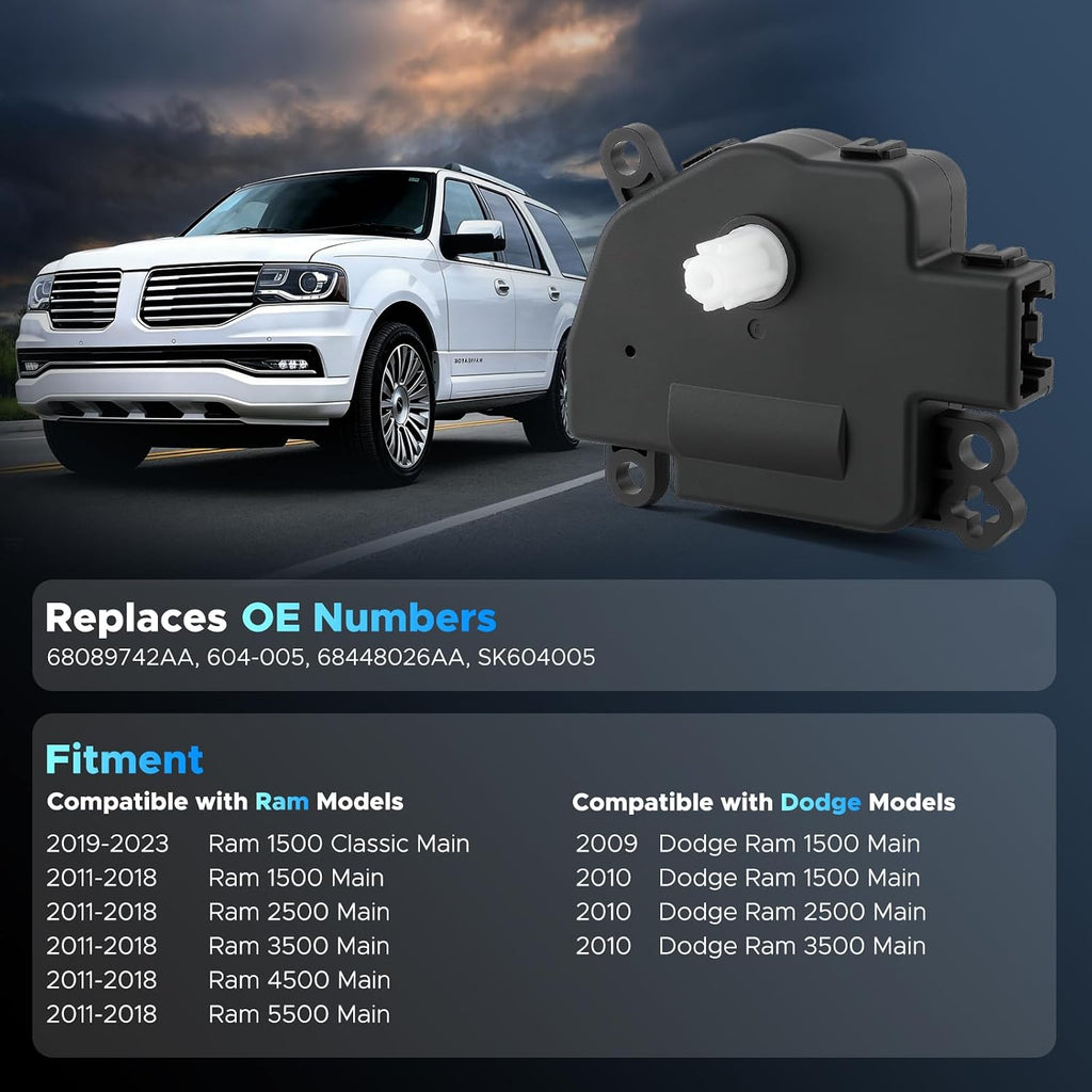 HVAC Heater Blend Door Actuator Compatible with Dodge Ram 1500 2009-2018
