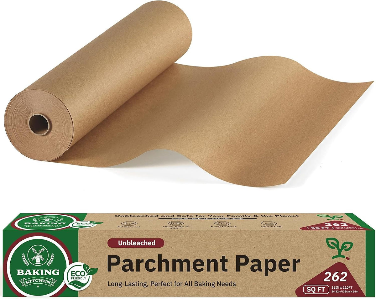 Unbleached 15in x 210ft Parchment Paper Roll for Baking- 262 Sq.Ft