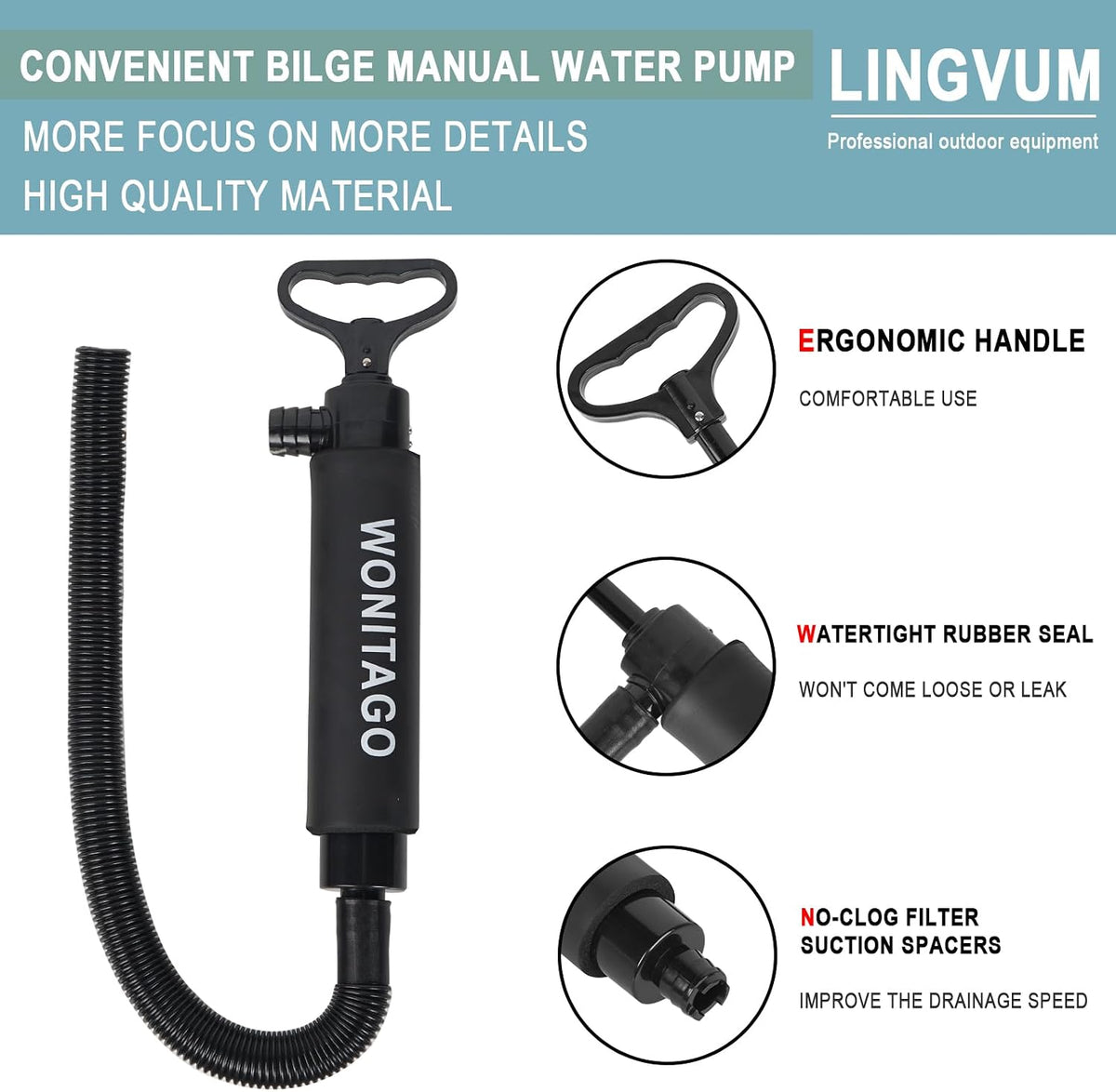 Manual Bilge Pump, Portable Siphon Hand Water Bilge Pump