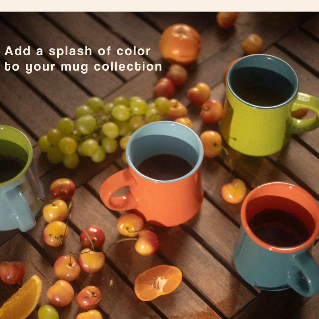 Good-Bi Diner Style Ceramic Mug 12 oz Teal/Orange
