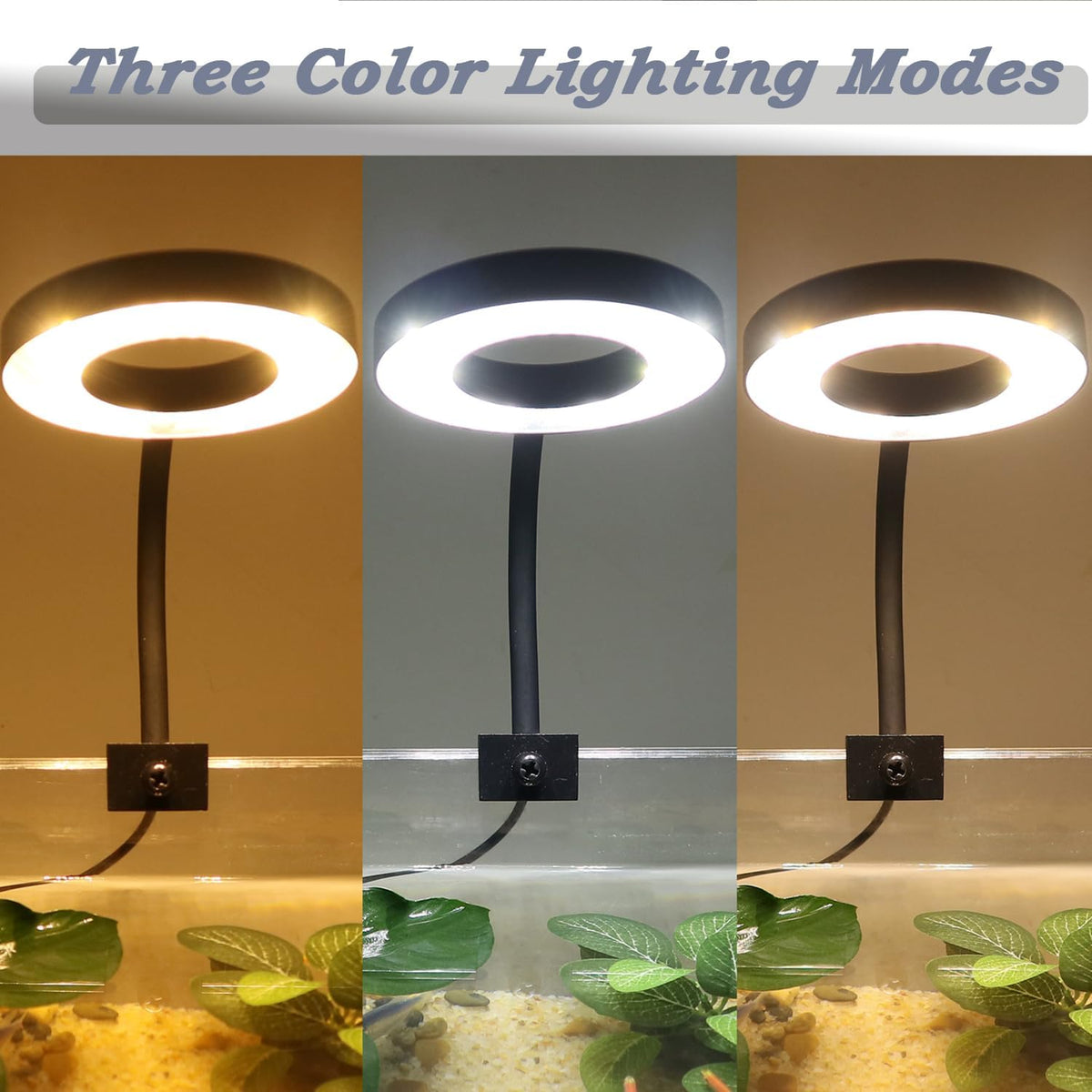 Upgraded Aquarium Light Clip On Fish Tank LED Light Small USB Light Dimmer Multi-Color White+Warm Yellow+Yellow 1 to
