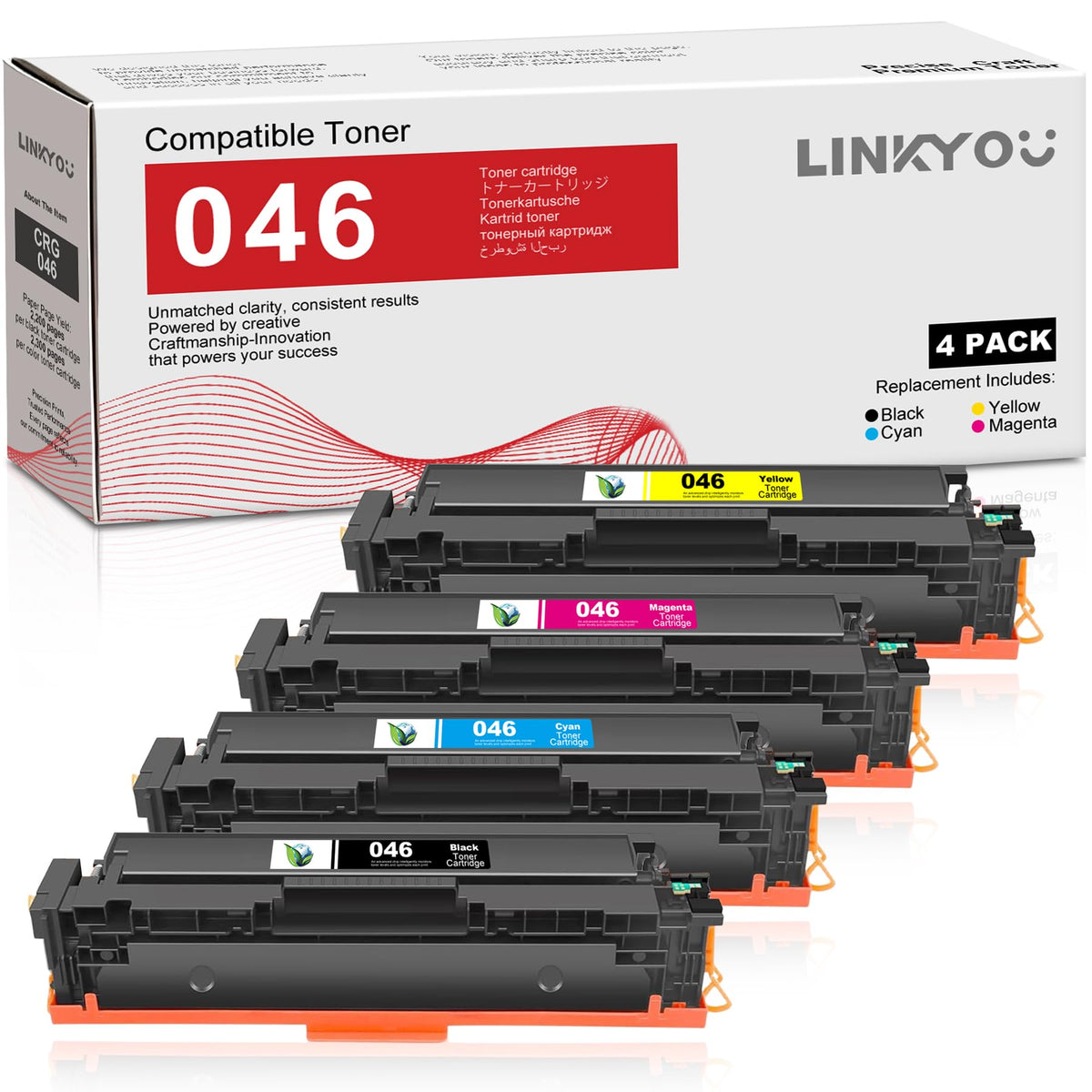 046 Toner Cartridge Set 4-Pack High Yield Replacement for Canon MF733CDW