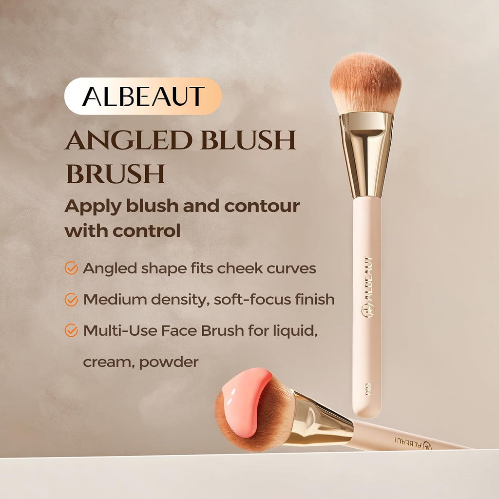 Liquid Blush Brush for Cheeks Makeup, Angled Foundation Brush