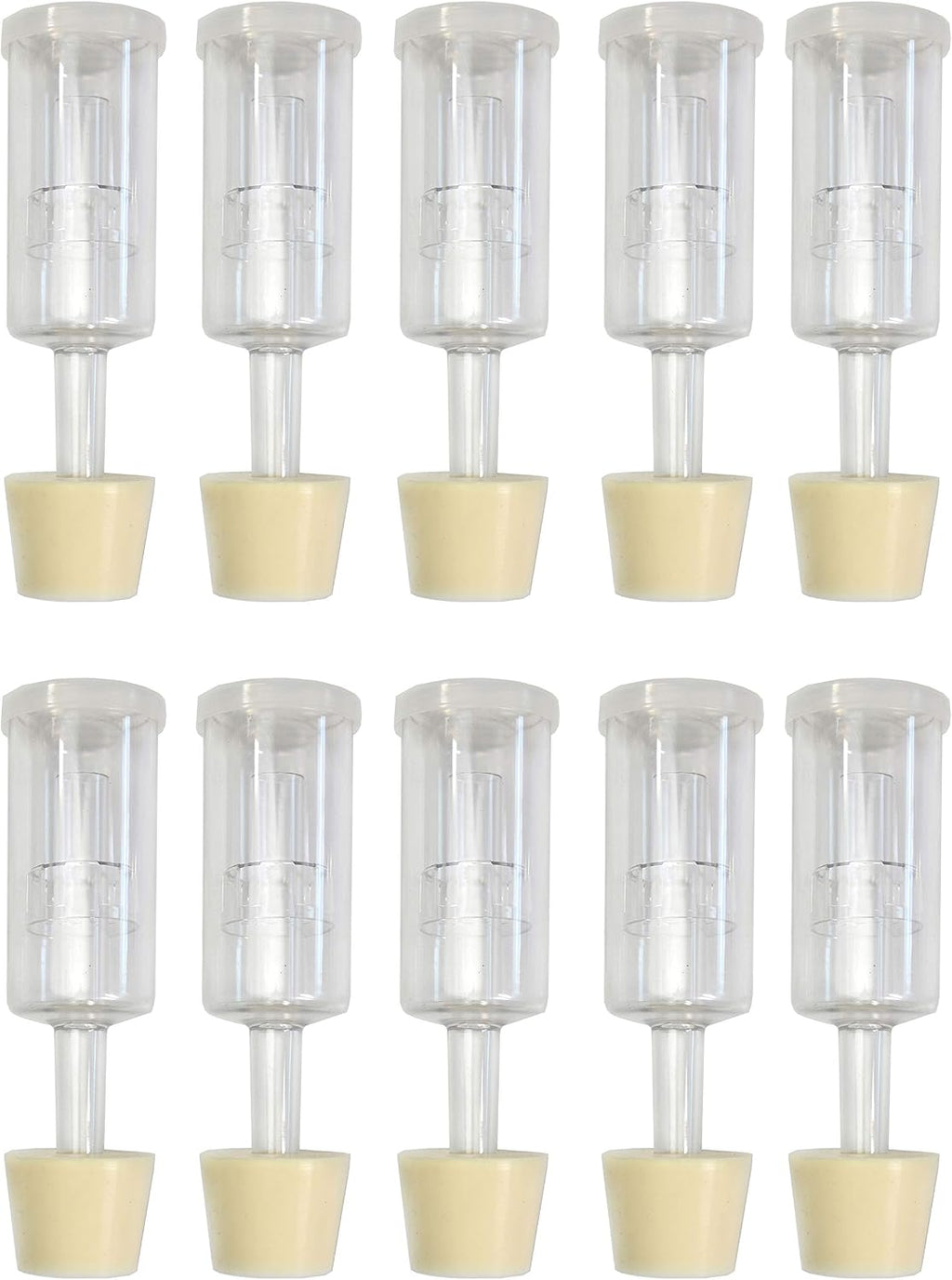 (10 Pack) Three-Piece Airlock and Drilled #6 Stopper Fermentation Beer Making Wine Making Kombucha Fits Gallon Jugs