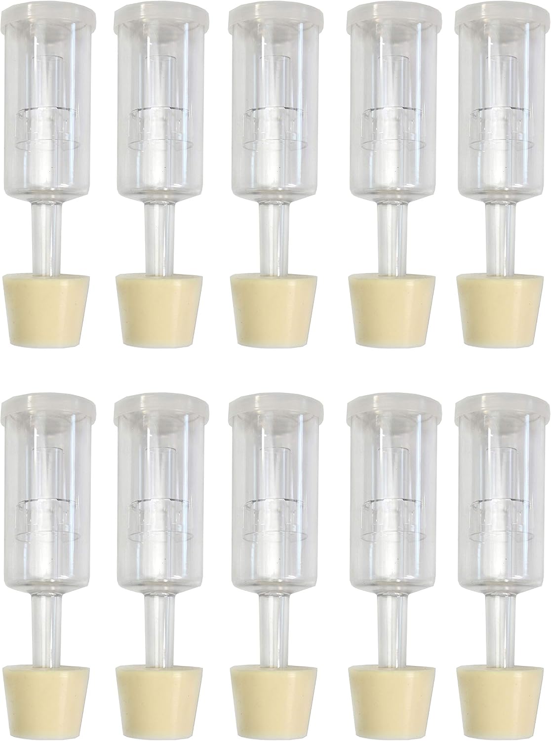 (10 Pack) Three-Piece Airlock and Drilled #6 Stopper Fermentation Beer Making Wine Making Kombucha Fits Gallon Jugs